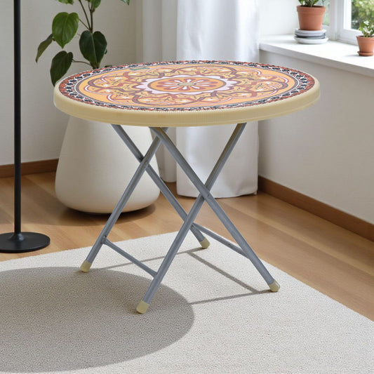 Printed Round table #215 beige