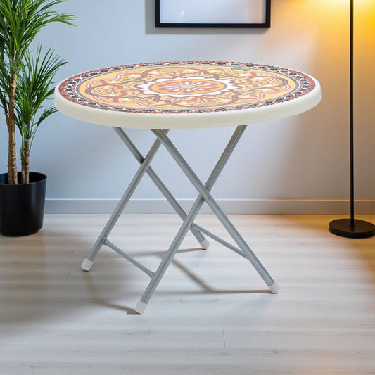 Printed Round table #215 off white